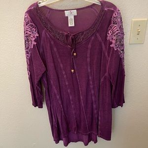 Boho Purple Tunic with Tied Neck